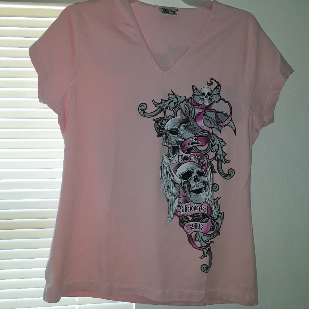 Pink skull tee (L)